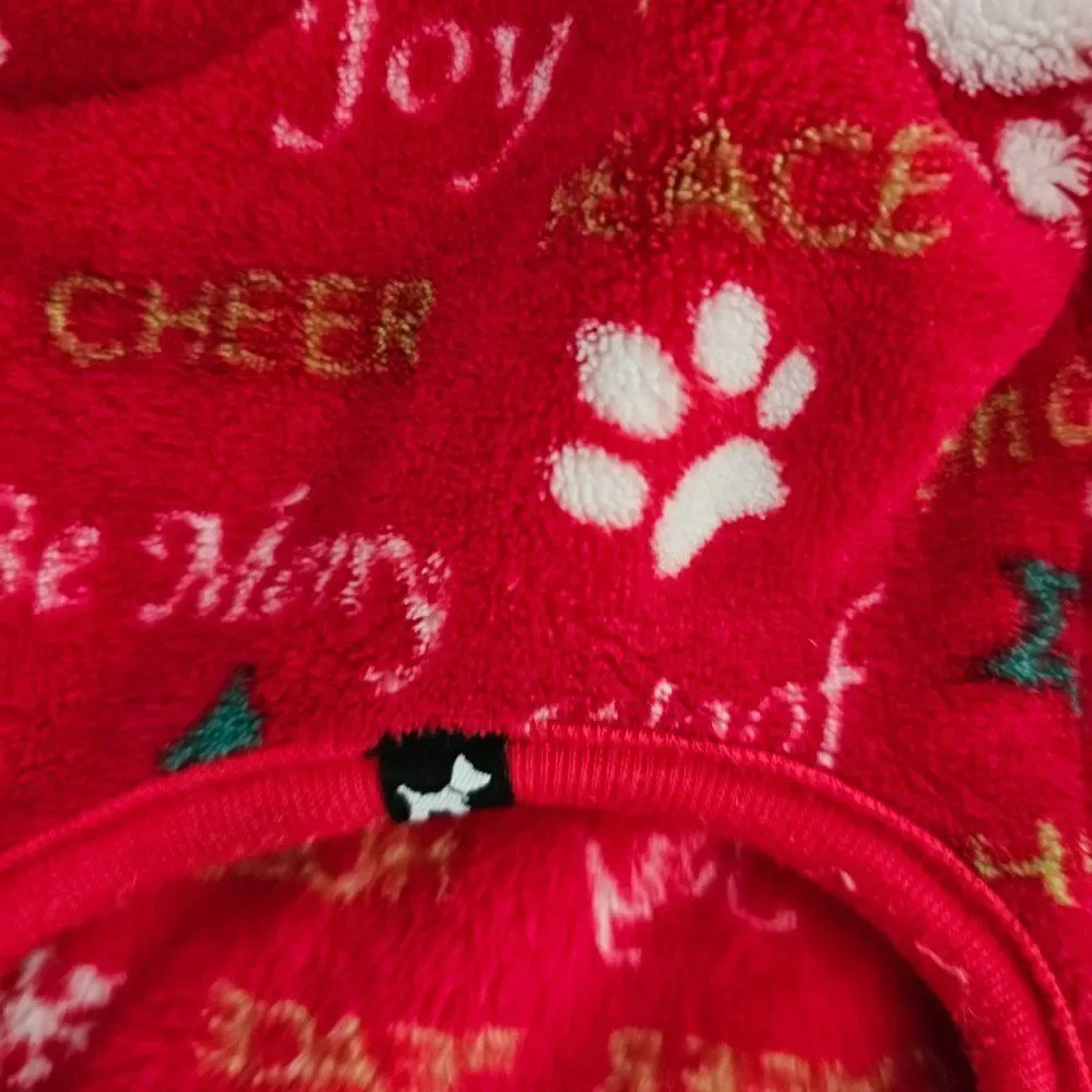 Hotel Doggy Cranberry Red & White Cozy Plush Festival Dog Jumpsuit Size XS